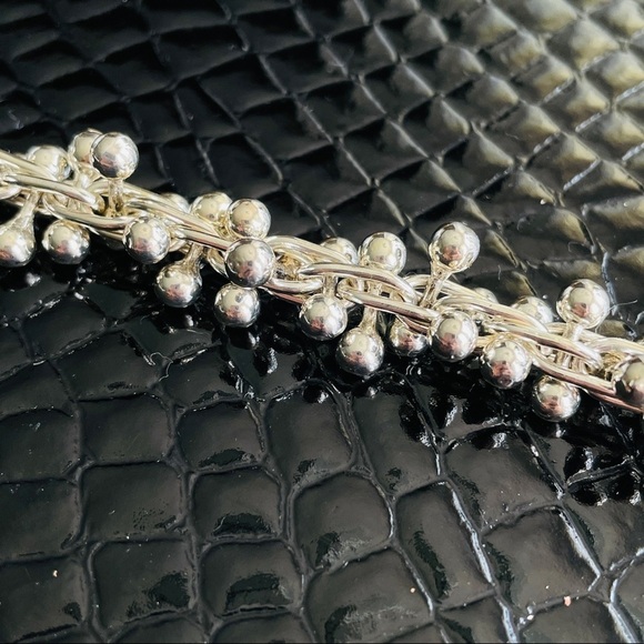 HEAVY Sterling Silver DNA Chain Link Ball Bead Toggle Clasp Bracelet - Picture 4 of 10